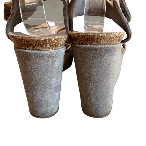 Pedro Garcia Gray Suede Leather Peep Toe Wedge Sandals, Sz EU 39 (US Sz 9) - Picture 10 of 14